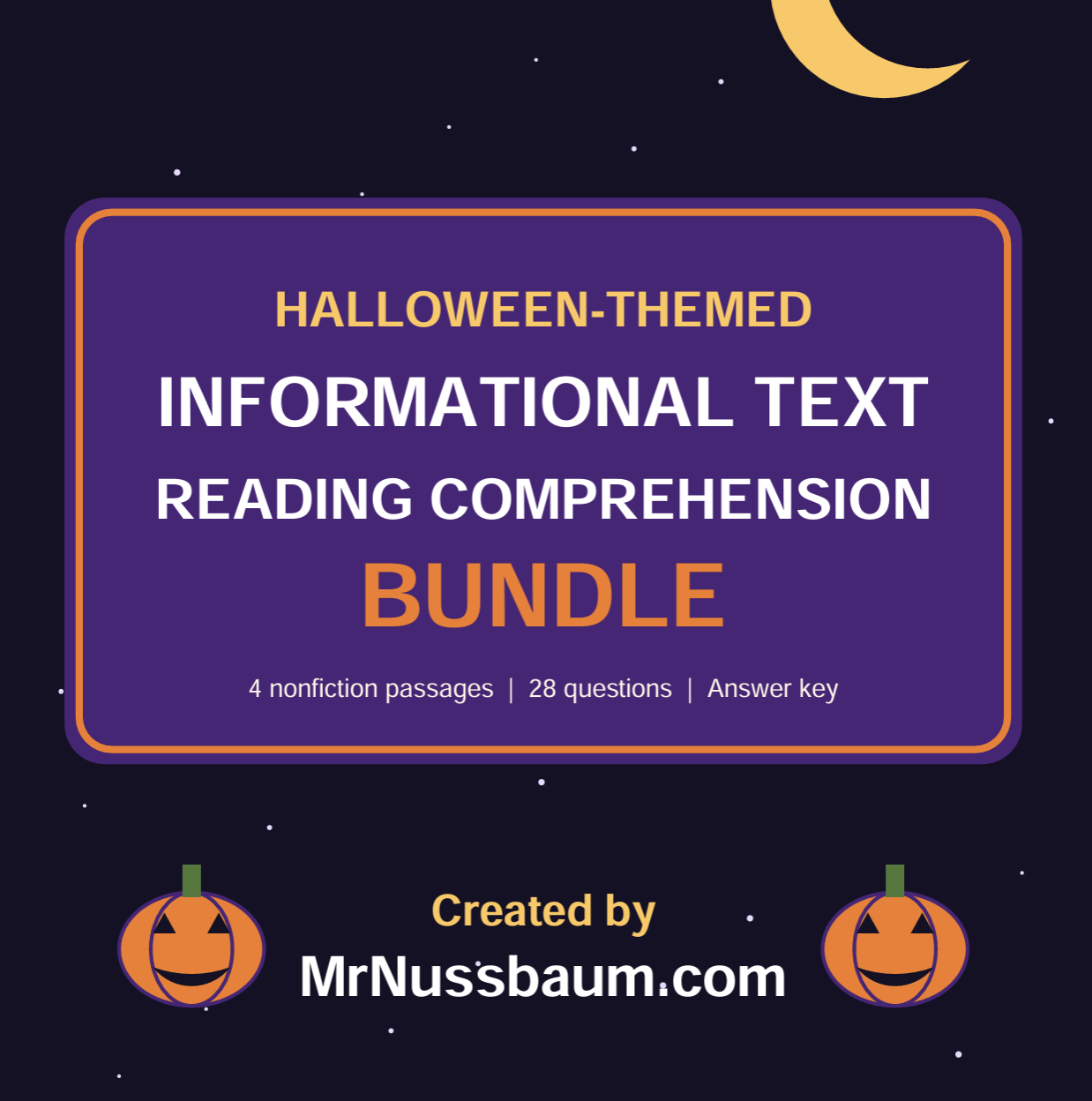 Halloween-themed Information Text Reading Comprehension Bundle